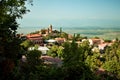 Signagi and Alazani valley, aerial shot, sunny summer day