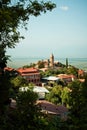 Signagi and Alazani valley, aerial shot, sunny summer day