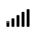 Black solid icon for Signal bars, cellphone and network