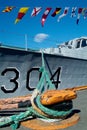 Signal flags on a navy ship Royalty Free Stock Photo