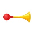 Signal horn isolated on white background. Air horn, sound signal. Rubber bike klaxon trumpet. Vector illustration Royalty Free Stock Photo