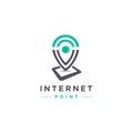 Signal internet pin logo, wireless internet logo icon vector template