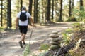 Signal roadblocks for mountaineer and hikers in the forest. Royalty Free Stock Photo