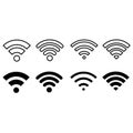 Signal set vector icons. wifi illustration sign collection. antenna and satellite signal symbols. Wireless technologys. Royalty Free Stock Photo