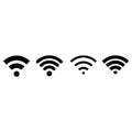 Signal set vector icons. wifi illustration sign collection. antenna and satellite signal symbols. Wireless technologys. Royalty Free Stock Photo