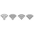Signal set vector icons. wifi illustration sign collection. antenna and satellite signal symbols. Wireless technologys. Royalty Free Stock Photo