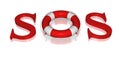 Signal SOS text by life buoy