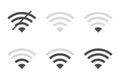 Signal strength wifi icon set collection. Wireless connection network symbol vector Royalty Free Stock Photo