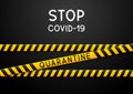 Signal tape border for quarantine coronavirus design on dark background