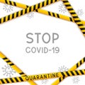 Signal tape frame for quarantine coronavirus design on white background