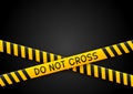 Signal tape industrial border with do not cross message on dark background