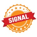 SIGNAL text on red orange ribbon stamp