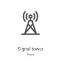 signal tower icon vector from phone collection. Thin line signal tower outline icon vector illustration. Linear symbol for use on Royalty Free Stock Photo