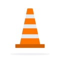 Signal traffic cone vector flat material design isolated object on white background. Royalty Free Stock Photo