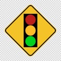 symbol signal traffic light green yellow red sign on transparent background