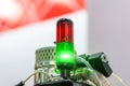 Signal traffic light of industrial equipment. The traffic light consists of two sections: the upper one is red, the Royalty Free Stock Photo