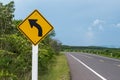 Signal turn left on country road