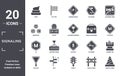 signaling icon set. include creative elements as poop, no drone zone, organ container, letter b, lost, m filled icons can be used