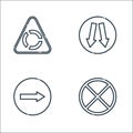 Signaling line icons. linear set. quality vector line set such as no stopping, turn right, traffic