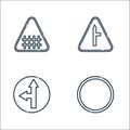 Signaling line icons. linear set. quality vector line set such as road closed, direction, intersection