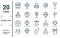 signaling linear icon set. includes thin line no drone zone, abecedary, organ container, poop, road closed, street, parking brake