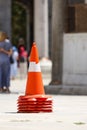 signaling traffic cone on the road Royalty Free Stock Photo