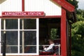 Signalman in a railway signal box