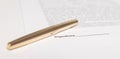 Signature concept, golden pen on the contract papers close up, banner Royalty Free Stock Photo