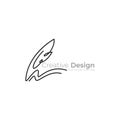 signature feather pen logo with linear design style Royalty Free Stock Photo