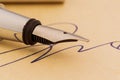 Signature and fountain pen Royalty Free Stock Photo