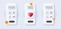 Signature, 5g phone and Blood and saliva test line icons pack. For web app. 3d phone mockups. Vector