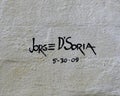 Signature on Mural by Jorge D`Soria depicting famous freemason`s throughout the history of the United States.