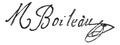 Signature of Nicolas Boileau-Despreaux 1636-1711, vintage engraving