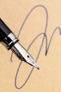 Signature and pen Royalty Free Stock Photo