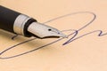 Signature and pen Royalty Free Stock Photo