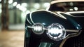 The signature squaredoff headlights of a British sports car a symbol of its sophisticated and refined heritage