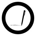 Signature using pen Ink writing concept icon in circle round black color vector illustration flat style image Royalty Free Stock Photo