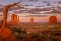 Signature view over the Monument Valley at sunset Royalty Free Stock Photo