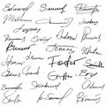 Signatures set fictitious contract Royalty Free Stock Photo