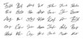 Signatures set. Fictitious handwritten signatures template for signing documents. Royalty Free Stock Photo