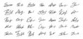 Signatures set. Fictitious handwritten signatures template for signing documents. Royalty Free Stock Photo