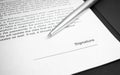 signaure for contract with fountain pen. Contract concept Royalty Free Stock Photo