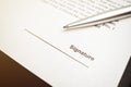 signaure for contract with fountain pen. Contract concept Royalty Free Stock Photo