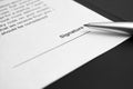 signaure for contract with fountain pen. Contract concept Royalty Free Stock Photo