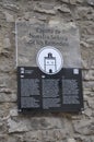 Gijon, 18th april: Signboard of Chapel Capilla de Nuestra Senora de los Remedios from Downtown of Gijon City in Spain