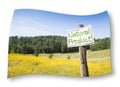 Signboard in the countryside with written