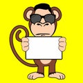 Signboard Funny cool monkey character cartoon illustration Royalty Free Stock Photo