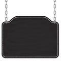 Signboard hanging on metal chains. wooden frame sign. Vector