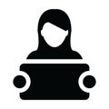 Signboard icon vector female person profile avatar symbol for advetising campaign in glyph pictogram