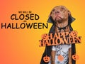 Signboard with the inscription We will be closed on Halloween Royalty Free Stock Photo